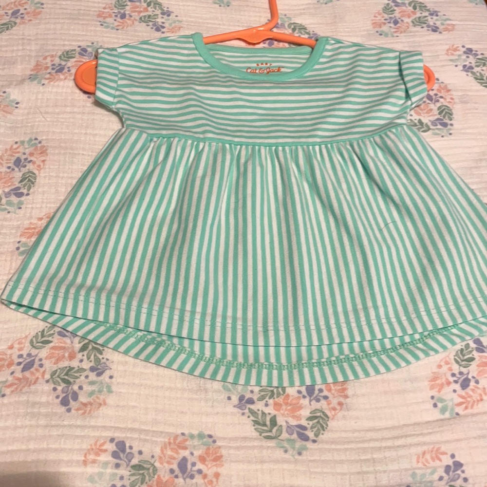 Teal and white stripe dress